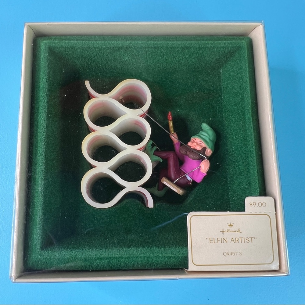 Hallmark Keepsake Ornament Elfin Artist 1982 QX457-3 (flawed Feet have unglued)